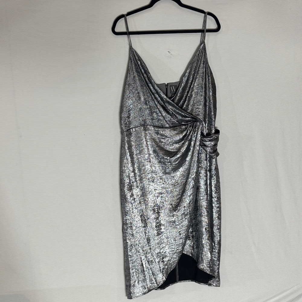 Worthington Sleeveless Silver Foil Midi Slip Dress- XL